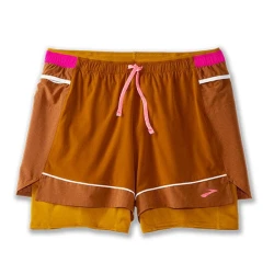 Spodenki do biegania damskie High Point 3" 2-in-1 Short 2.0 brązowe