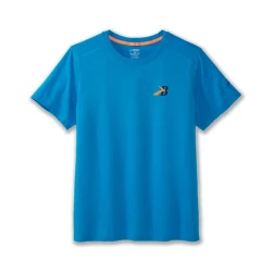 Koszulka do biegania męska Distance Short Sleeve 2.0 niebieska z logo